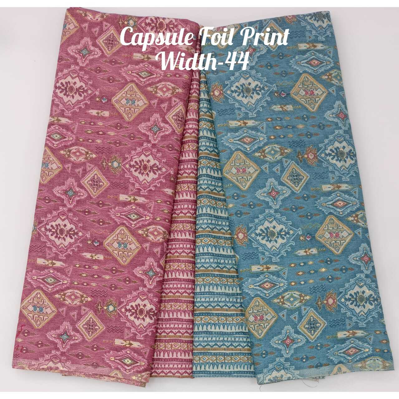 Capsule Foil Print Fabric - 44" Width, All Colors Available | Ideal For Dress And Ethnic Wear, Perfect For Kurtis And Dresses