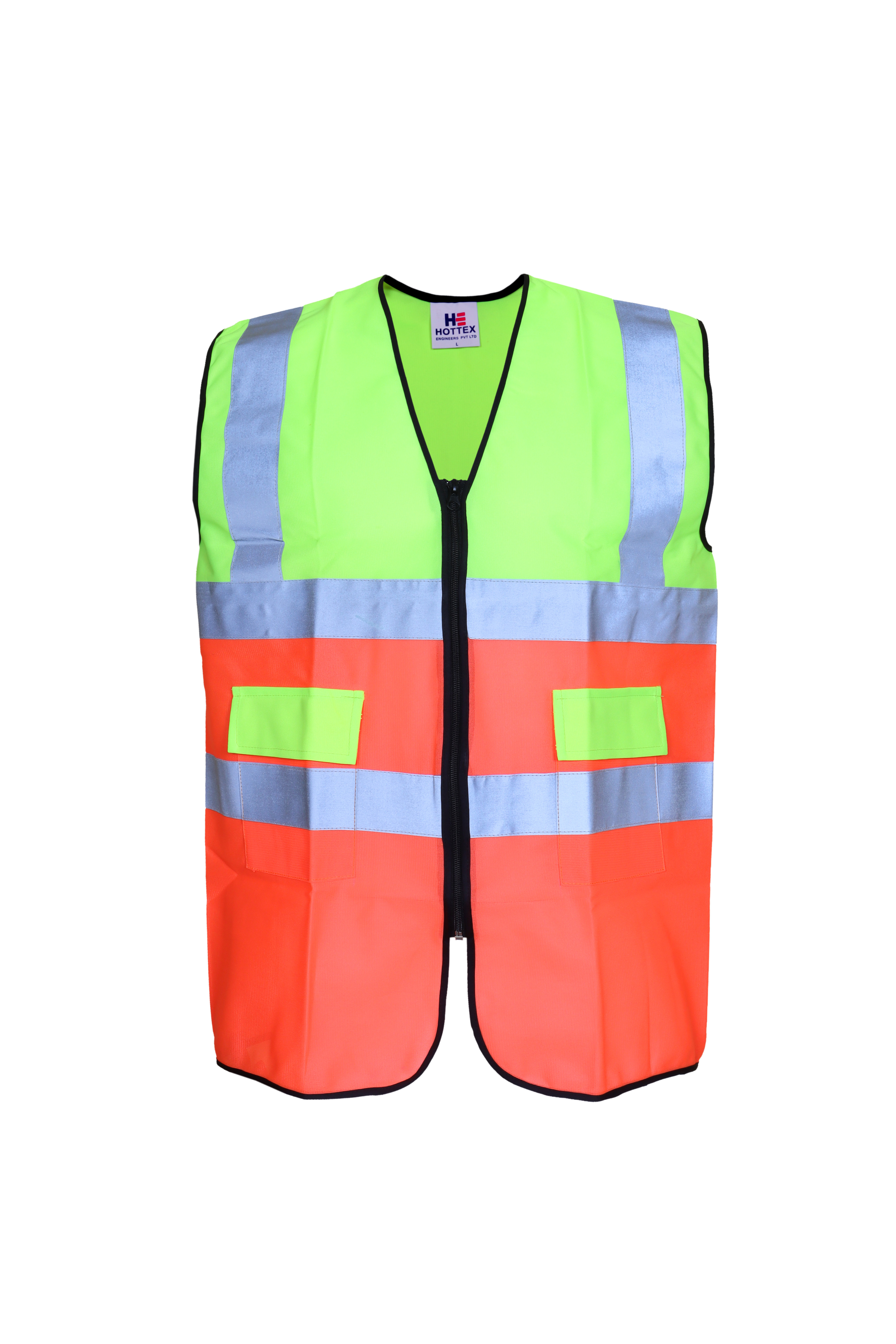 Reflective Safety Jacket Cotton - Unisex Black & Orange | Durable Cotton Material For Construction Use Enhancing Visibility And Safety