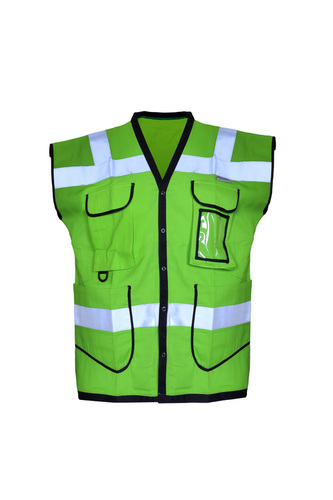 Cotton Reflective Jacket - 100% Cotton, Unisex, Green Color | Single Layer, Water Resistant Design for Construction Work