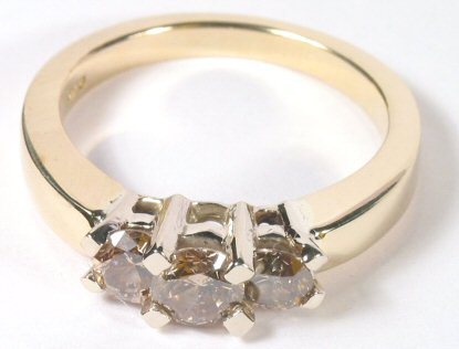 3/4ct चंपेन हीरा 14K सोने की अंगूठी