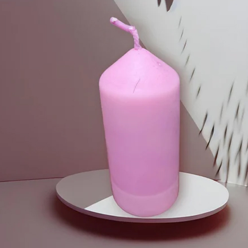 Pink Plain Pillar Soy Wax Scented Candle