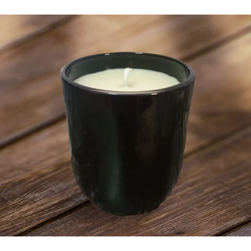 Glossy Black Scented Candle - Soy Wax , Handmade Art Candle in White with Elegant Glossy Black Glass Container for Home Decoration