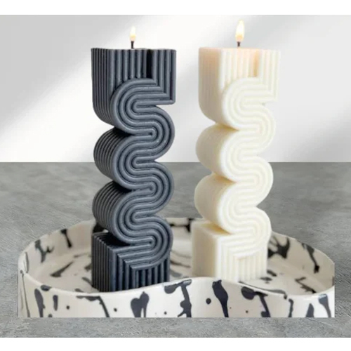 Zig Zag Style Scented Candle - Handmade Soy Wax | Unique Zig Zag Design, Available in Black & White, Multiple Sizes for Home Decor