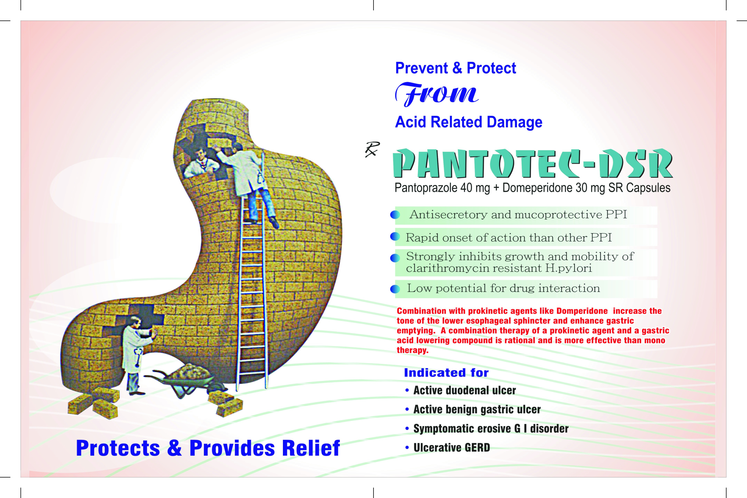 Pantoprazole And Domperidone Capsules - 40 Mg + 30 Mg | Treats Acidity, Heartburn, Gerd, And Nausea Relief For All