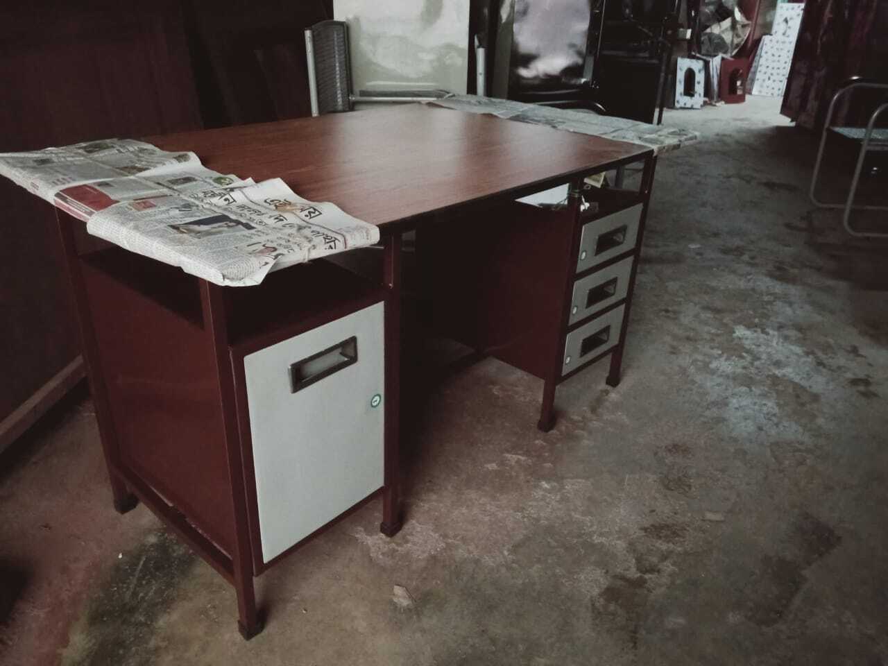 Office Metal Table - Stainless Steel 54"l X 24"d X 30"h Modern Design With Drawer Storage Multi-colored Finish Foldable Feature Durable For High-traffic Office Use