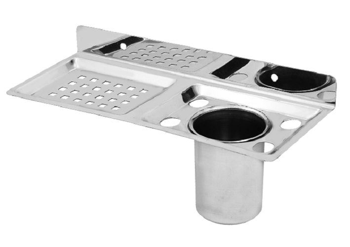 Benz Double Soap Dish - Stainless Steel, 25 Mm X 100 Mm X 255 Mm, Mirror Finish | Rectangular Design, High Grade Ss 1203 With Pvd Coating