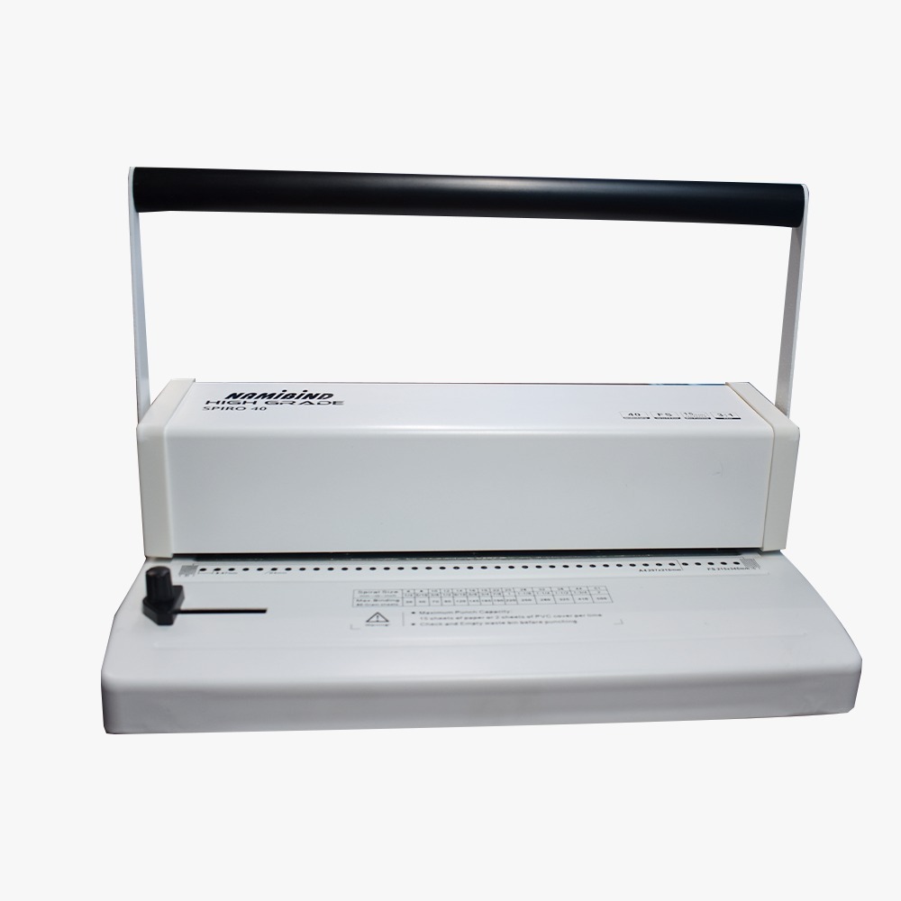 Namibind Spiro 40 - Metal Spiral Binding Machine | A4 Size, Manual Operation, 15 Sheet Capacity, White Finish