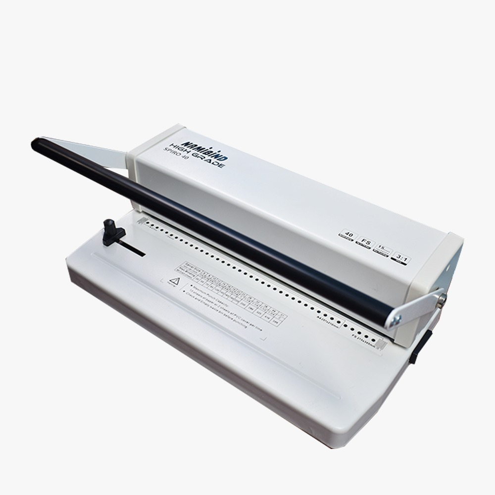 Namibind Spiro 40 - Metal Spiral Binding Machine | A4 Size, Manual Operation, 15 Sheet Capacity, White Finish