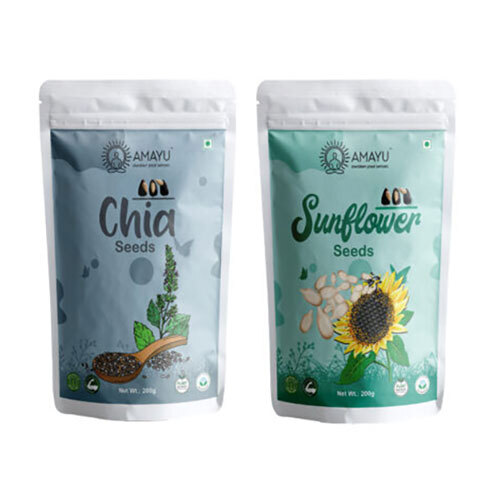 Raw Chia Sunflower Seeds Combo Set - Common Material, High Purity, Nil Moisture | First Class Grade, Edible Superfood Blend for Recipes & Snacking
