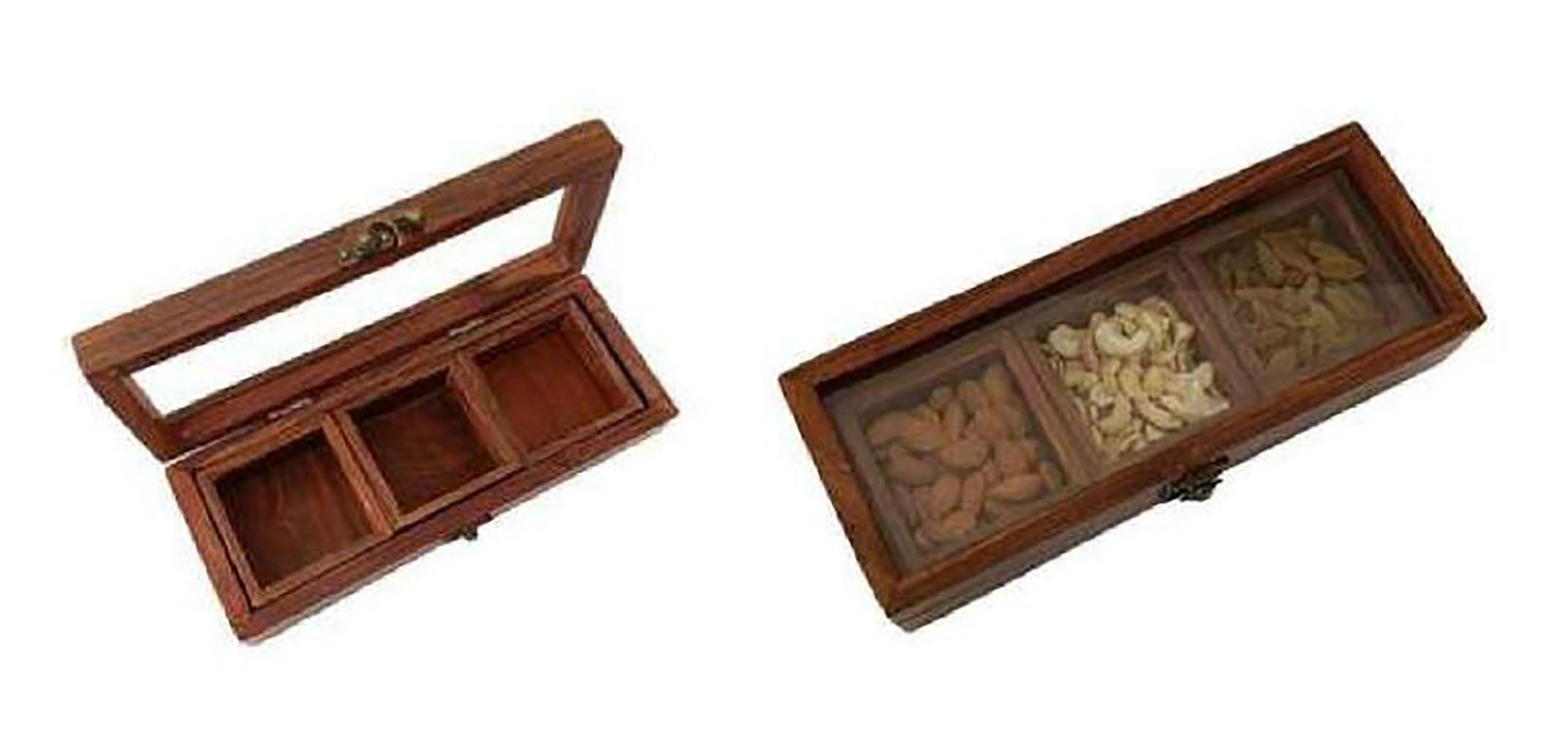 Wood Spice Box Hexagon Shape