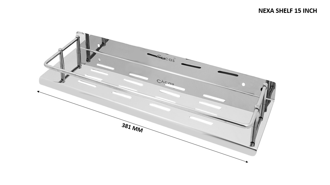 Nexa Shelf - Stainless Steel, 381 Mm Rectangular, Mirror Finish | High-grade Ss 70 With Pvd Coating, Durable And Stylish Design