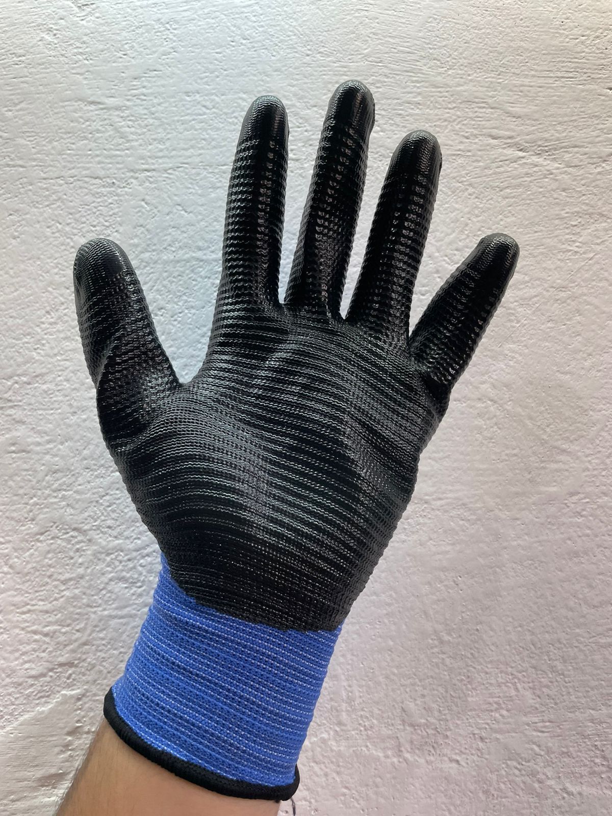 Sunlong Latex Dip Gloves - Latex Material, Full Finger Style, Blue/black Color | Enhanced Grip, Durable Design For Versatile Use