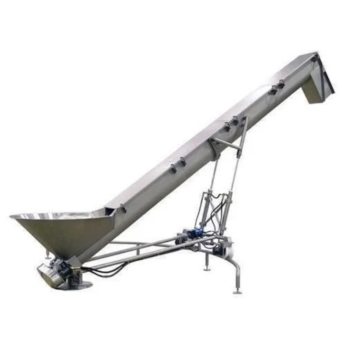 Vertical Screw Conveyor System - Stainless Steel, 200 Kilograms Load Capacity | Gray Flat Belt, 440 Volt Voltage, 1-Year Warranty