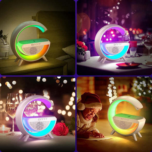 3-in-1 Multi-function Led Night Lamp With Bluetooth Speaker Wireless Charging For Bedroom For Music Party And Mood Lighting - Perfect Gift For All Occasions Blootuth Speaker (Media Player) (1393)