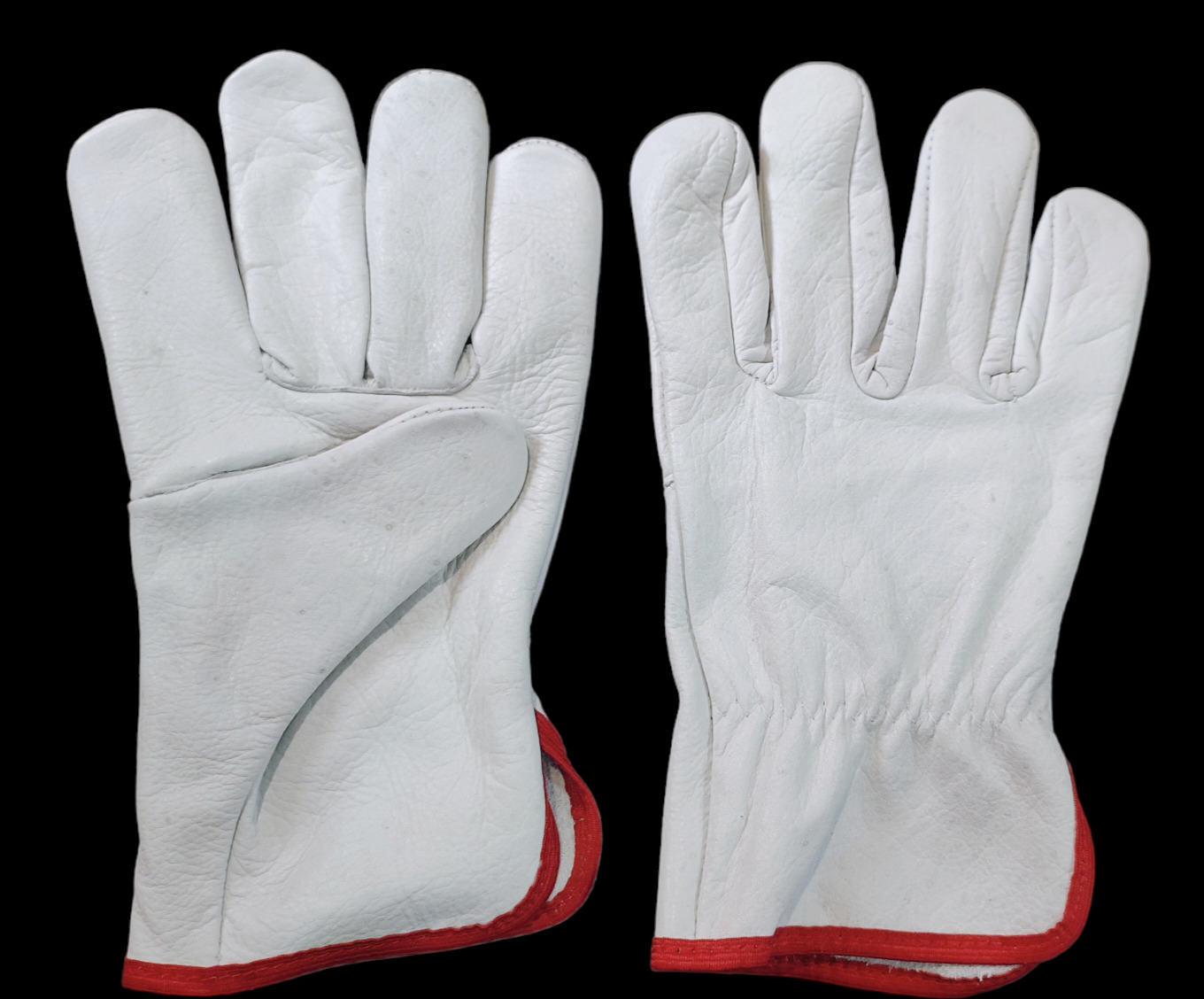 Slw001 All Chrome Driving Leather Gloves - Leather Material, Unisex Size, White Color | Plain Style, Personal Safety Gloves