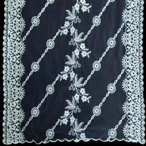 Ladies Designer Net Dupatta - Lightweight Net Fabric , Exquisite Embroidery Patterns In Bright White, Washable Design For Summer Events