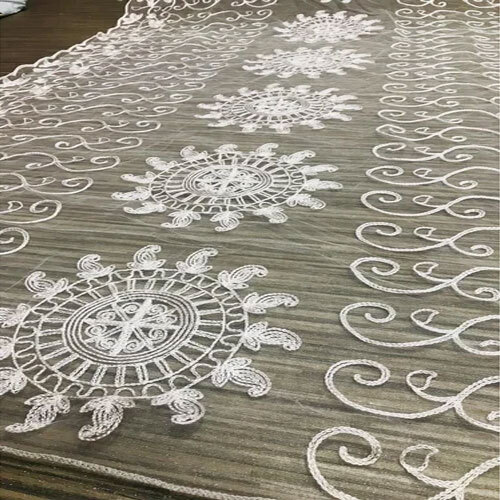 Ladies Cut Work Net Dupatta - Lightweight Net Fabric, Customizable Size, White Color | Intricate Embroidered Design For Summer Ethnic Style