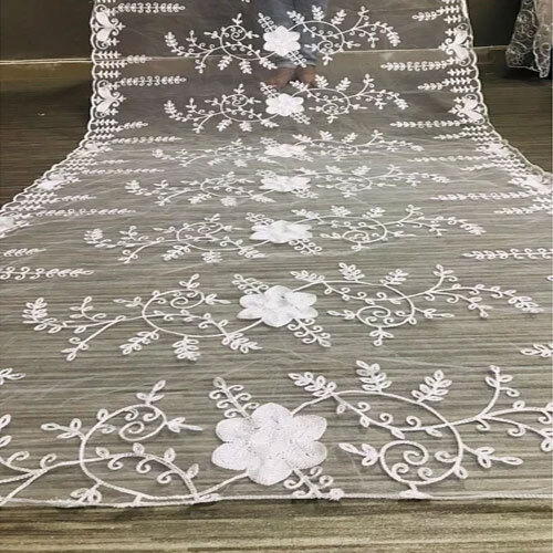 White Color Fancy Net Dupatta - High-quality Net Fabric, Customized Sizes, Embroidered Design, Easy To Maintain, Ideal For Summer Ethnic Wear