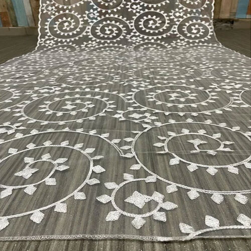 White Net Dupatta - Premium Quality Net Fabric, Customized Sizes | Intricate Embroidery, Washable, Lightweight And Elegant