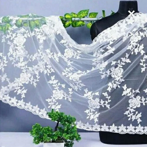 Net Dupatta - High Quality Net Fabric, Customized Size, Elegant White Embroidery
