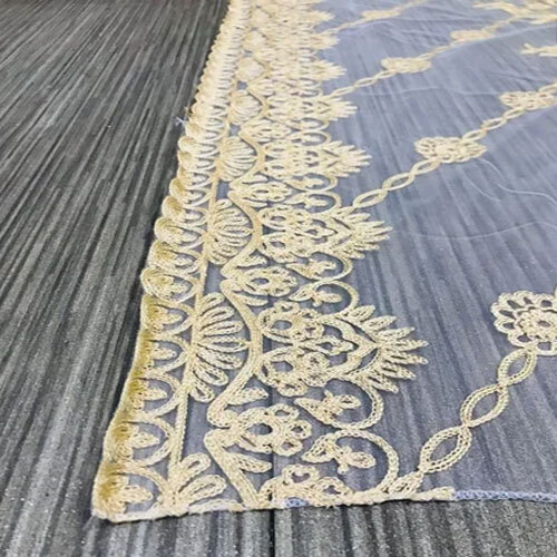 Chiku Thread Net Dupatta - Light Weight Fabric, Custom Size Available | Vibrant Yellow Color, Embroidered Pattern, Washable For Summer Comfort