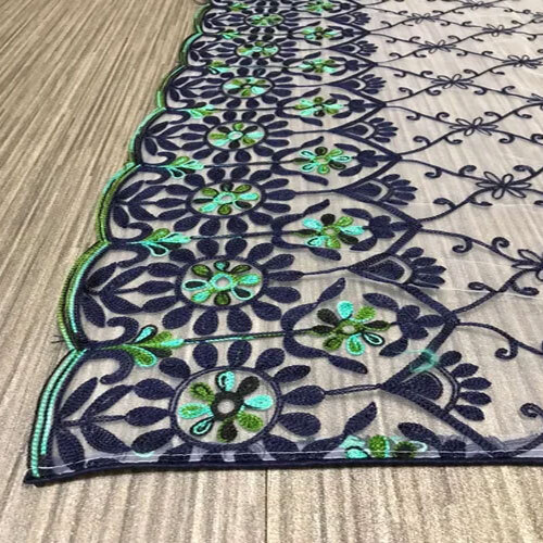 Indian Blue Thread Embroidery Work Net Dupatta
