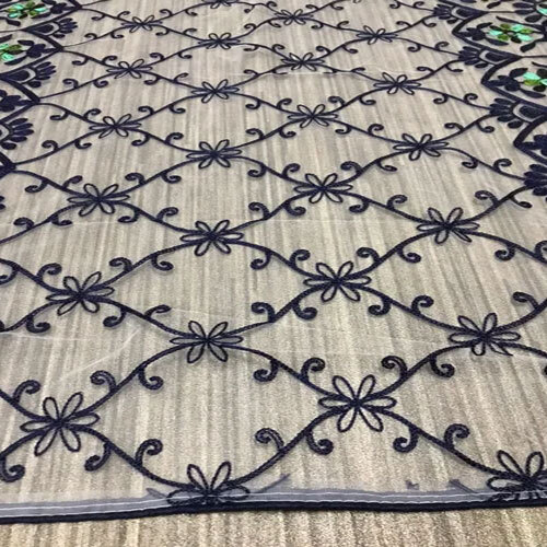Indian Blue Thread Embroidery Work Net Dupatta