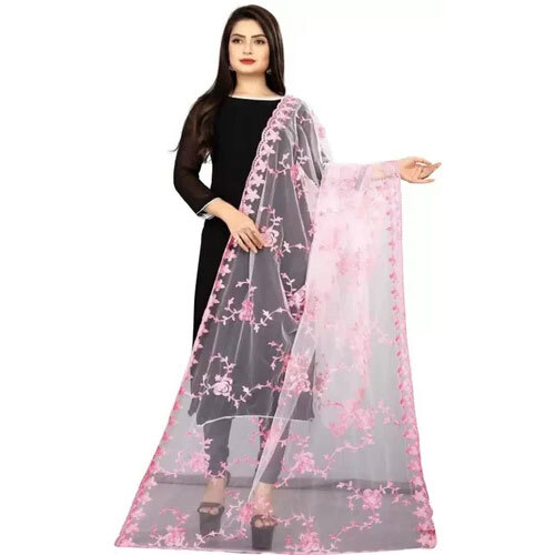 Indian Pink Nylon Net Dupatta