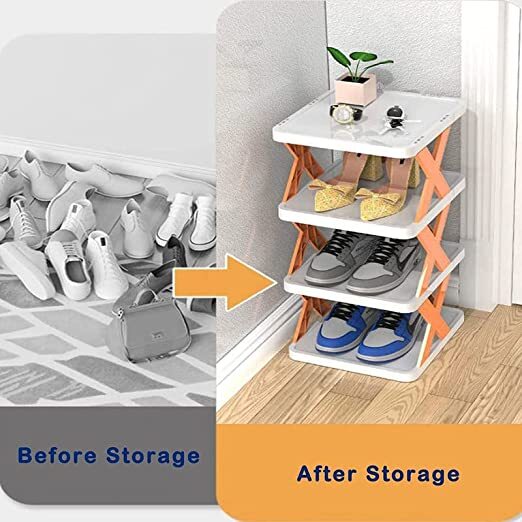 4 Layer Shoes Stand Shoe Tower Rack Suit For Small Spaces