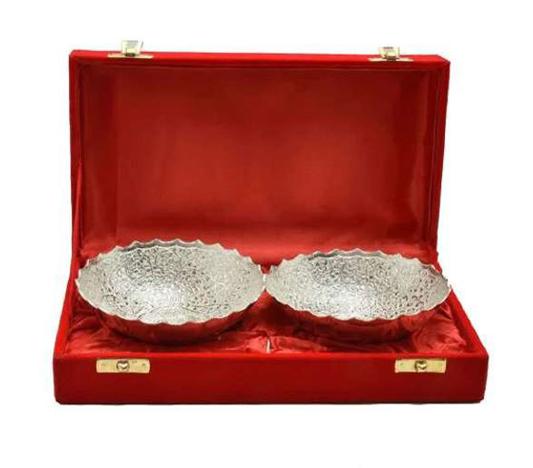 Silver Two Apple Bowl Set - Antique Sterling Silver, 8-inch Diameter, Elegant Decorative Design, Ideal For Collectible Display And Fruit Presentation