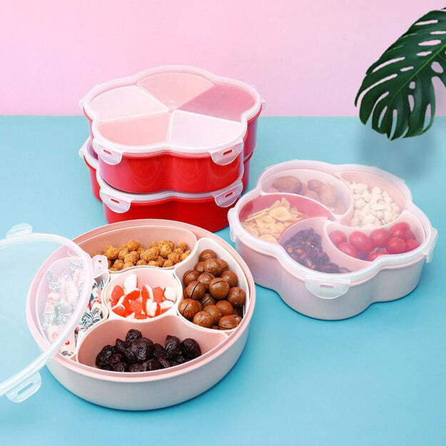 5compartments Party Food Storage Snack Nuts Box For Peanuts Fruits And Candy Box For Home And Kitchen Use (2863)