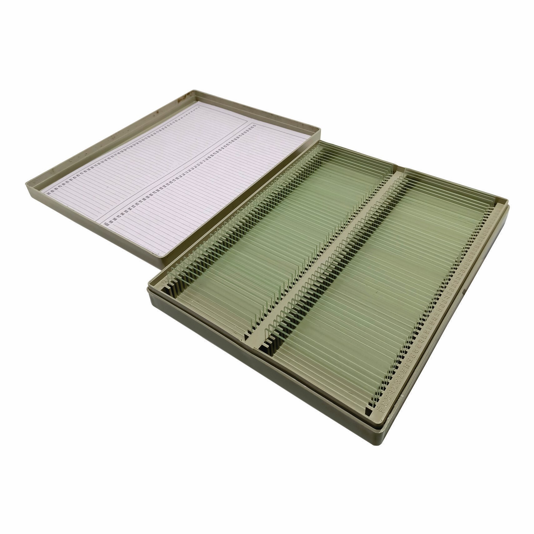 Plastic Slide Box - 100 Capacity, Abs Plastic, Greyish Color, Crack-proof Design For Laboratories And Hospitals