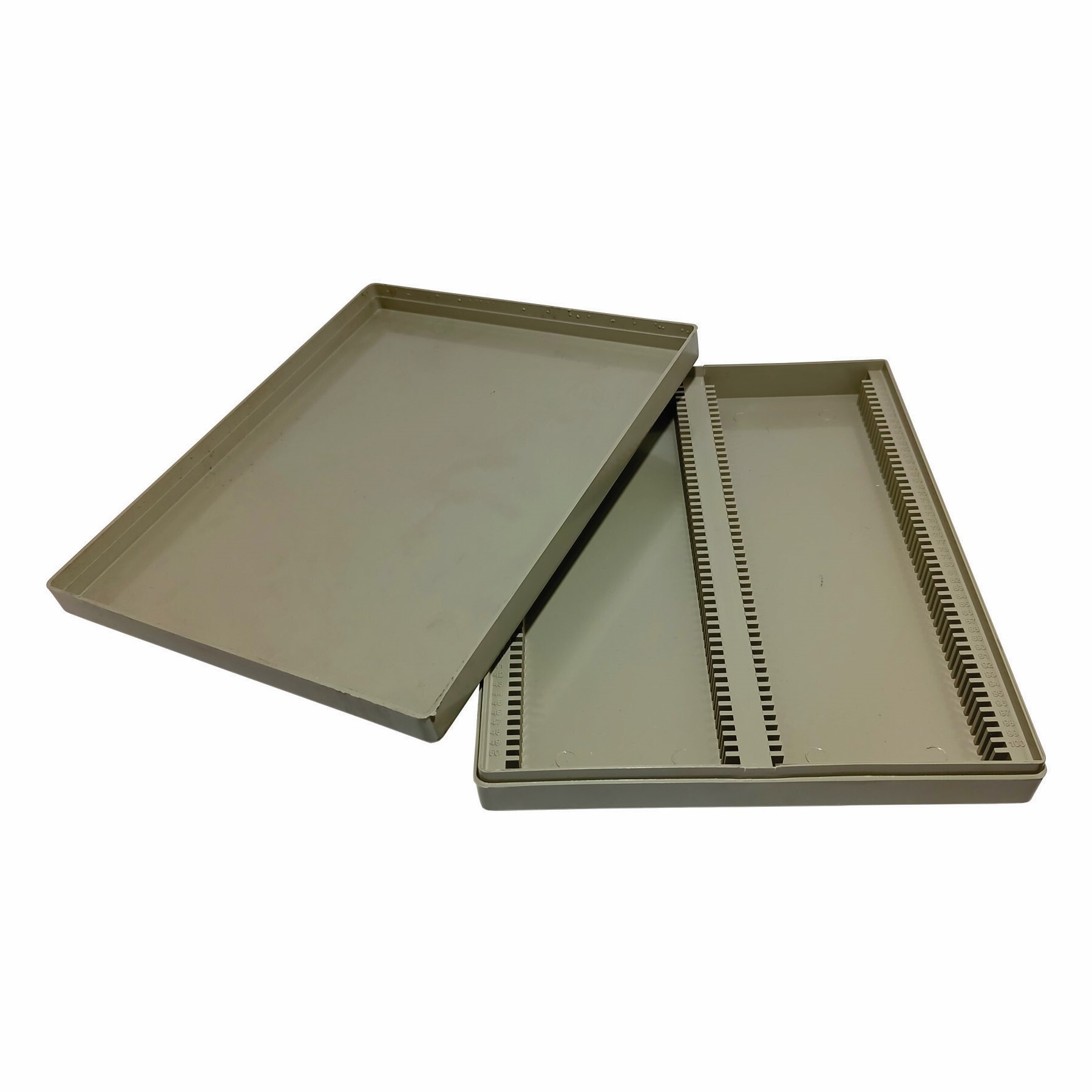 Plastic Slide Box - 100 Capacity, Abs Plastic, Greyish Color, Crack-proof Design For Laboratories And Hospitals