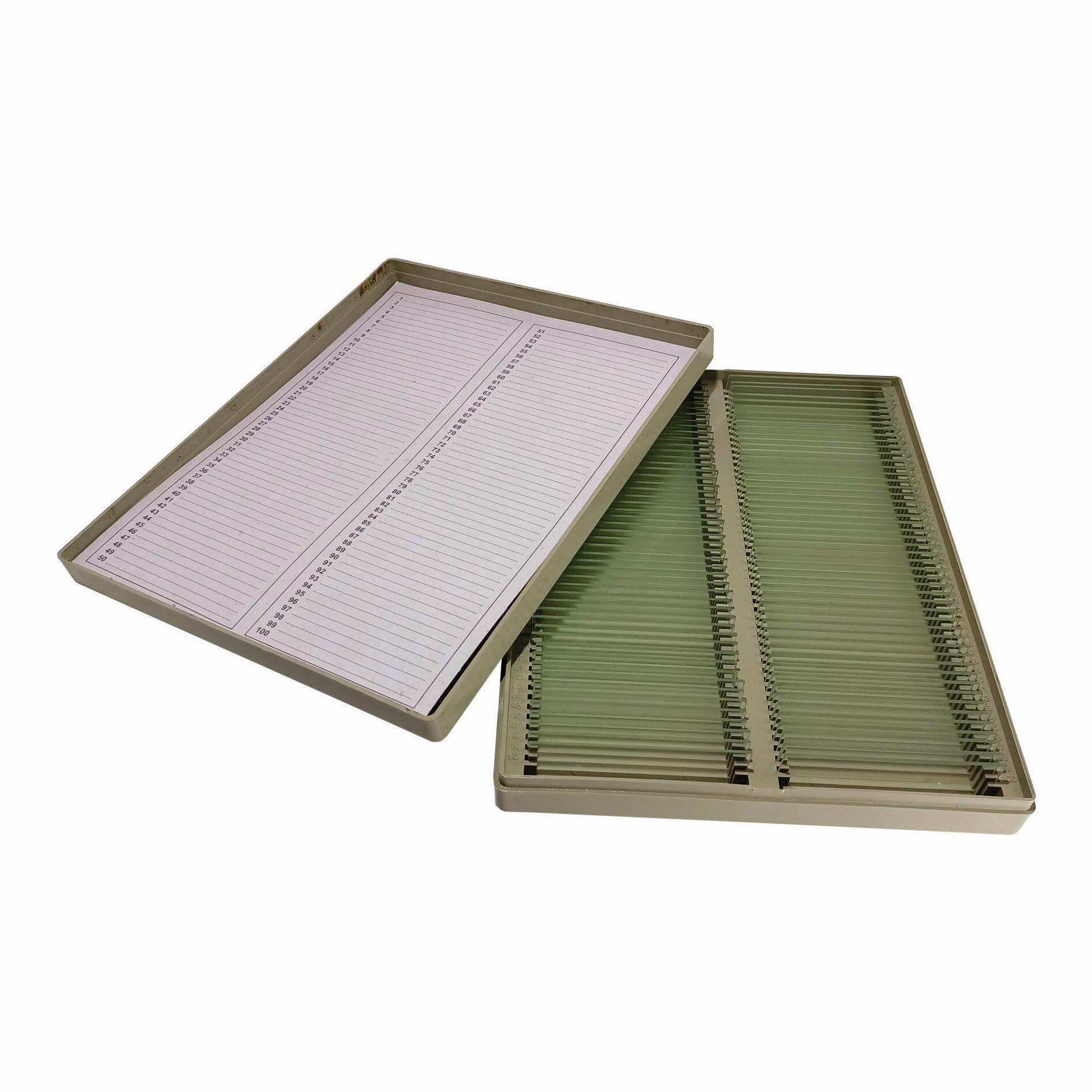 Plastic Slide Box - 100 Capacity, Abs Plastic, Greyish Color, Crack-proof Design For Laboratories And Hospitals