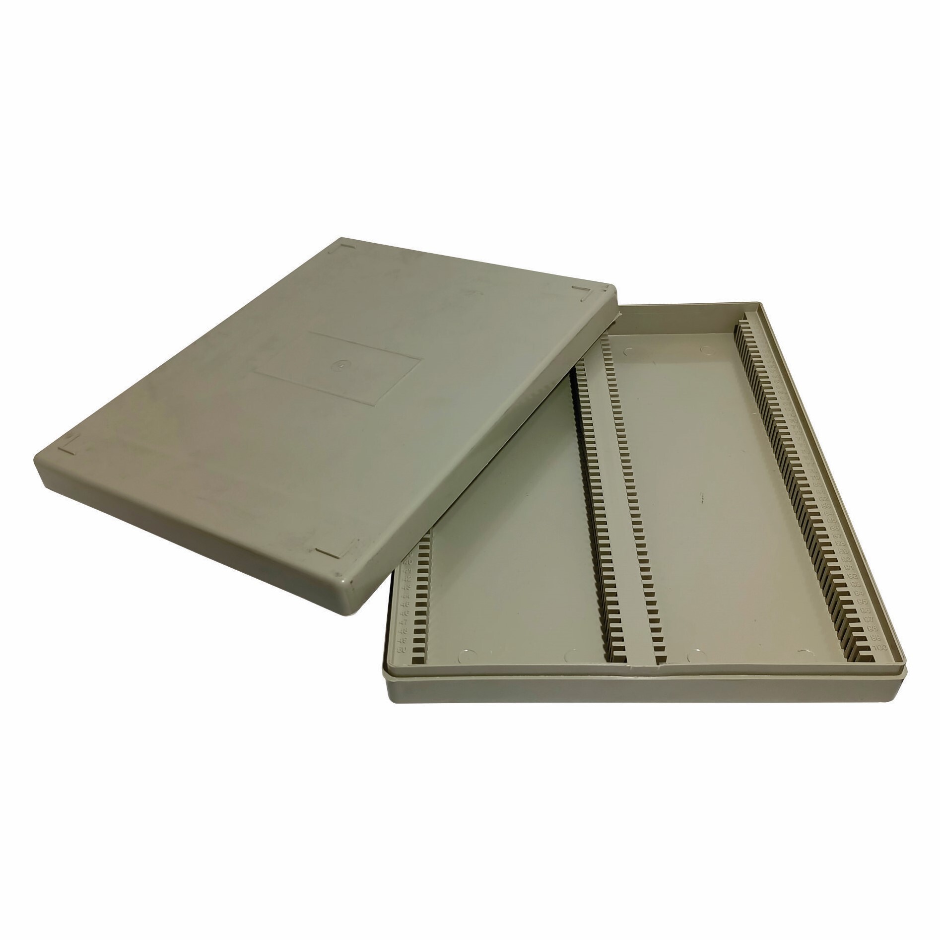 Plastic Slide Box - 100 Capacity, Abs Plastic, Greyish Color, Crack-proof Design For Laboratories And Hospitals