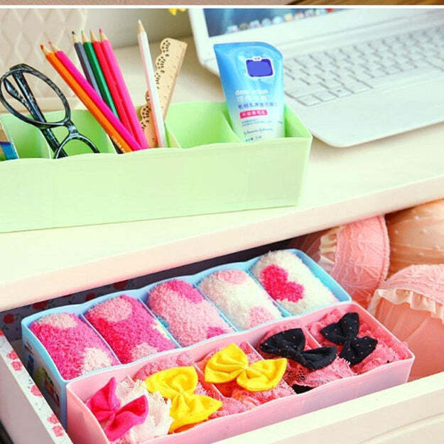 5-compartments Socks / Handkerchief / Underwear Storage Box Socks Drawer Closet Organizer Storage Boxes (Pack Of 4) 0236