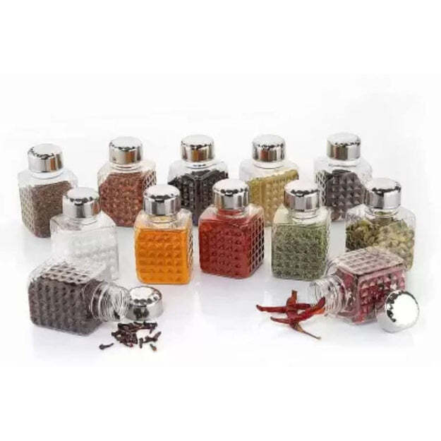 All New Square 24 Bottle Design 360 Degree Revolving Spice Rack Container Condiment Pieces Set Square Small Container (5504)
