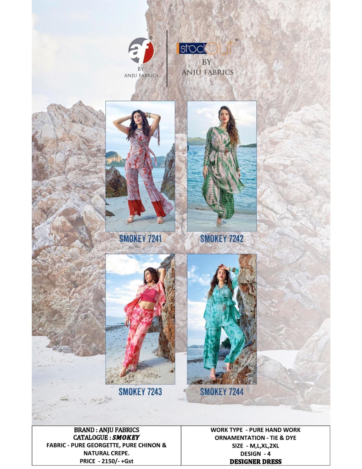 Designer Georgette Printed Co-ord Set With Handwork