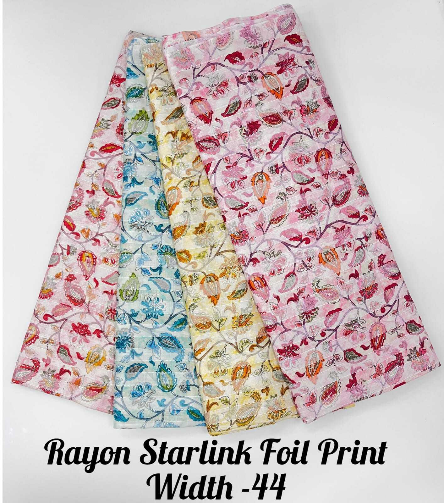 Rayon Foil Print - Width 44" , All Color Options For Women's Indian Wear