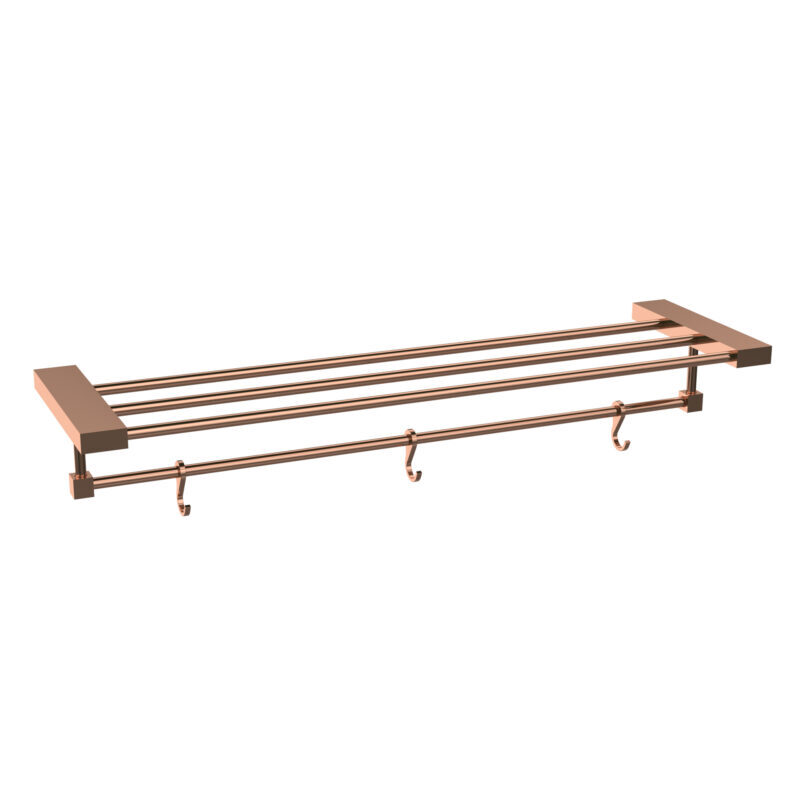Towel Rack Rectangular With Lower Rail And 3 Hooks
