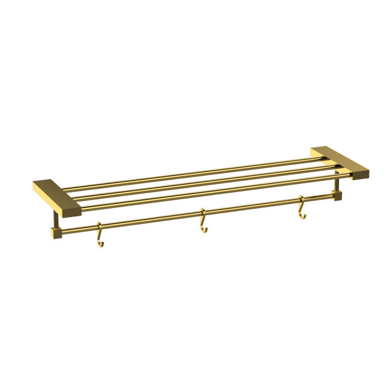 Towel Rack Rectangular With Lower Rail And 3 Hooks