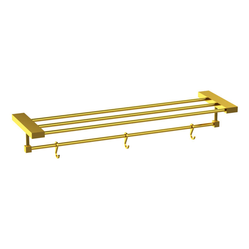 Towel Rack Rectangular With Lower Rail And 3 Hooks