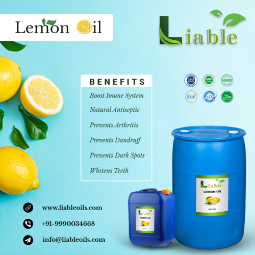 Lemon Oil - 25 Kilogram Volume | 24 Months Shelf Life, Made from Lemon Peel, Ideal for Adults, Supports Skin Clarity and Mood Enhancement