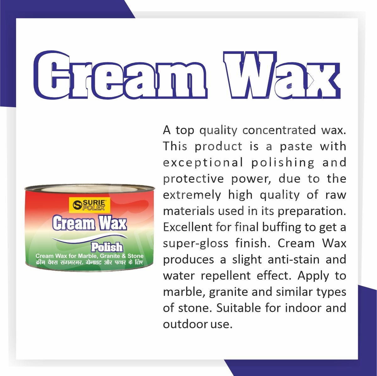 Floor Cream Wax 2500ml - Cream Wax Paste, Exceptional Polishing & Protective Power | Anti-stain & Water Repellent For Stone Surfaces