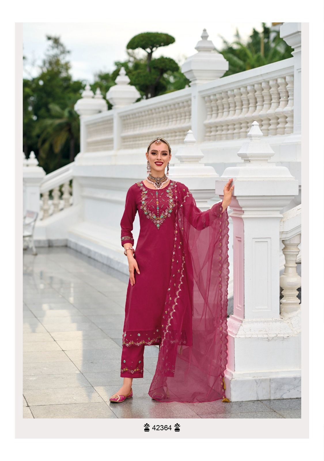Karva Chauth Special Designer Silk Suit With Embroidery And Mirror Work - Pure Viscose Silk, Sizes M-3xl, Red, Rani, Maroon, Wine | Heavy Dupatta With Fancy Embroidery And Cut Work
