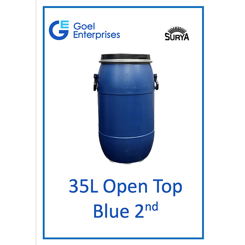 35l Open Top Drum 2nd - Hdpe, 35l Size, Rigid Build, Blue Color | Cylindrical Design, Lightweight At 1.65kg For Versatile Use