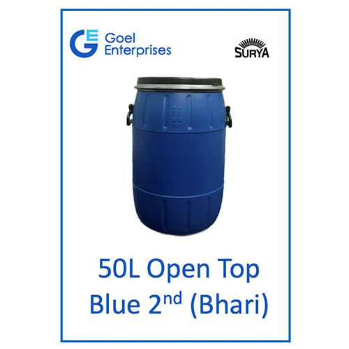 50l Open Top Drum 2nd Bhari - Hdpe, 50 Litre, Blue, Rigid, Cylindrical , Lightweight At 2.2 Kg For Versatile Storage Solutions