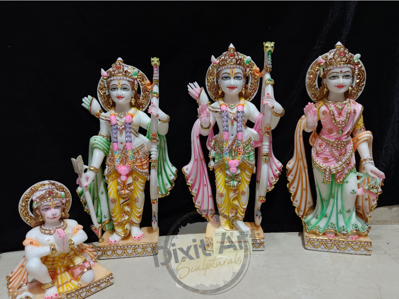 Marble Ram Darbar Statue - Customizable Sizes, Handmade With Finest Quality Marble | Elegant Finishing, Various Art Poses, Hinduism Theme