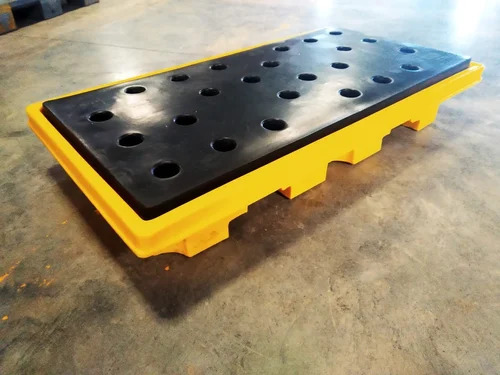 Dscp-sl2 2 Drum Spill Containment Pallet Single Wall Chemical & Oil Spill Control Pallet - Color: Yellow