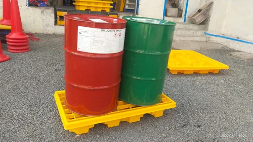 Dscp-sl2 2 Drum Spill Containment Pallet Single Wall Chemical & Oil Spill Control Pallet - Color: Yellow